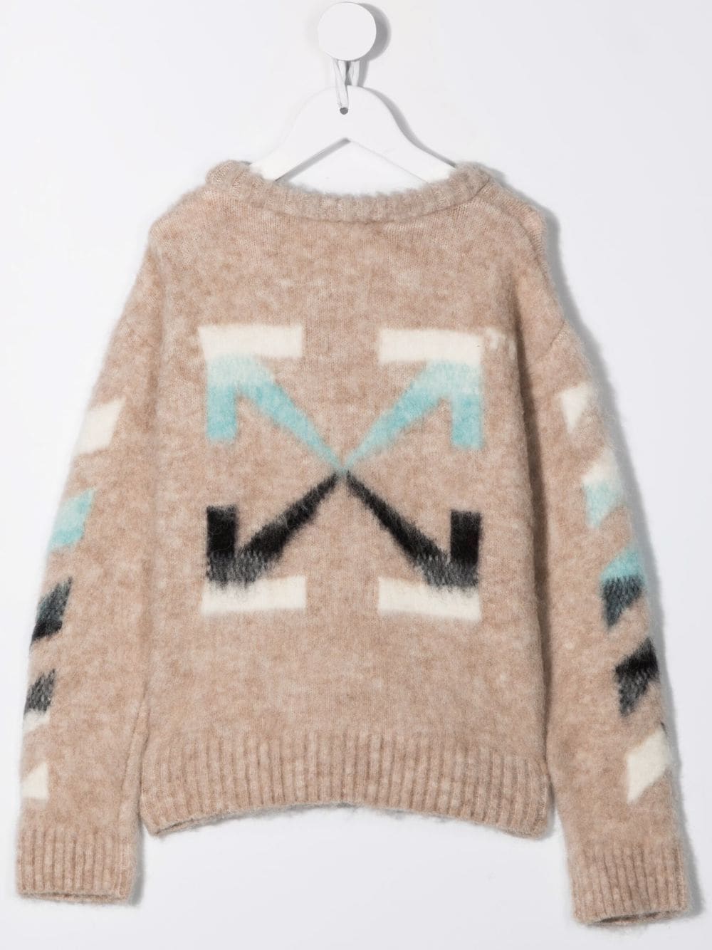 Shop Off-white Arrows Brushed-knit Jumper In Neutrals