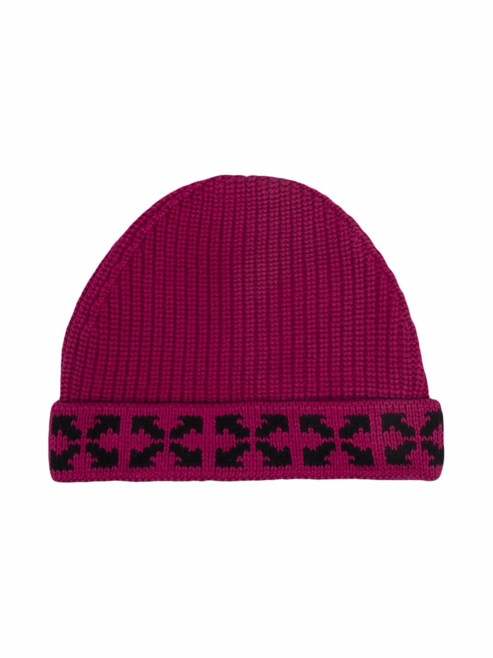 

Off-White Kids logo intarsia ribbed beanie - Pink