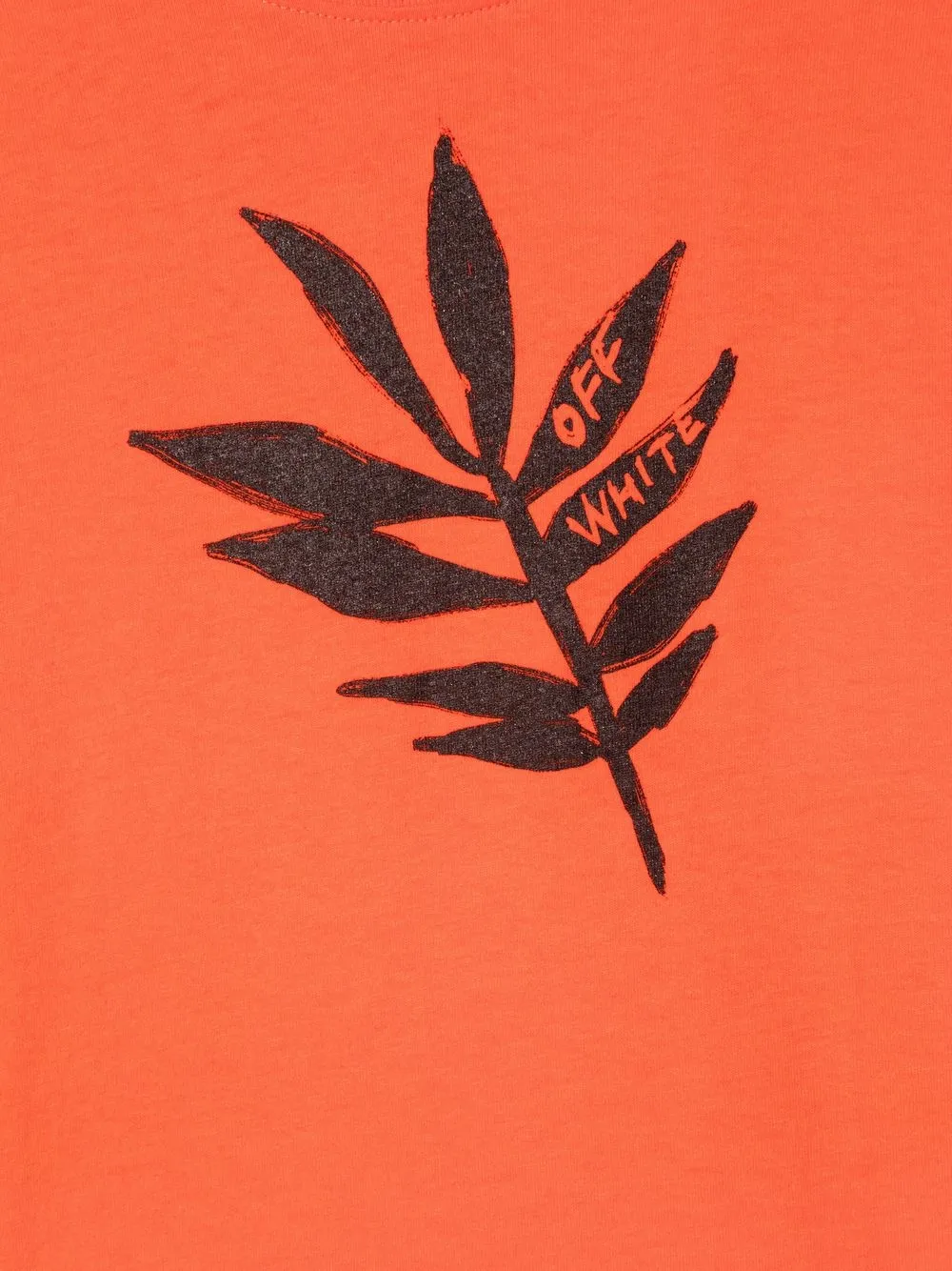 Off-white Leaf Logo-print Cotton T-shirt In Orange