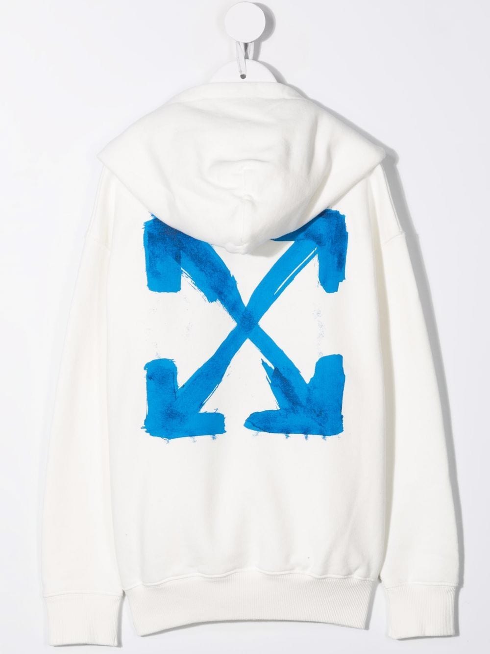 Shop Off-white Leaf-print Cotton Hoodie In White