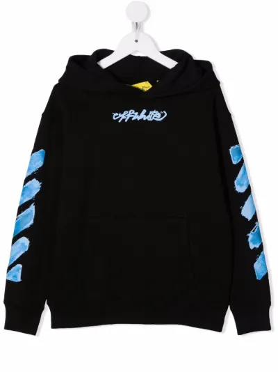 Off-White Kids logo print hoodie black 