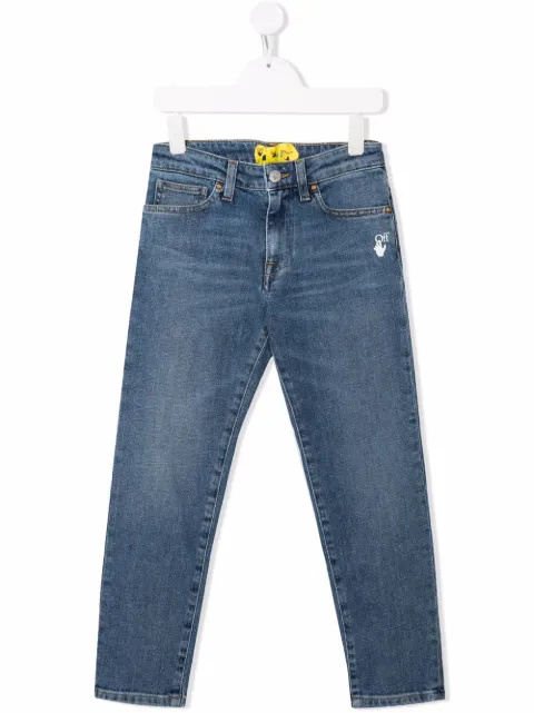 Off-White Kids jeans rectos con tiro medio 