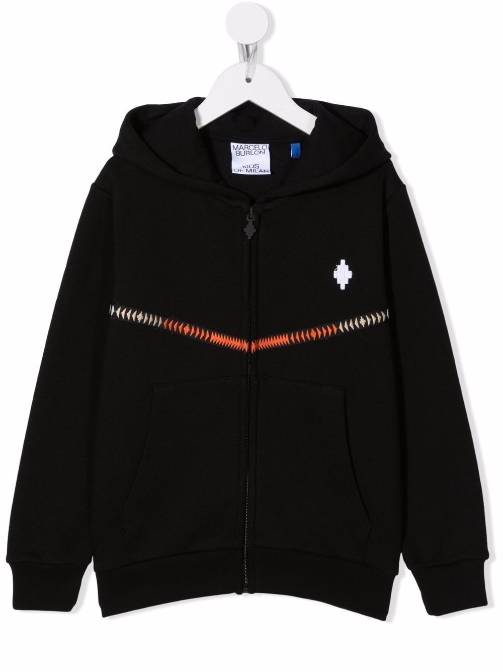 Marcelo Burlon County Of Milan Kids tape detail logo hoodie - Black