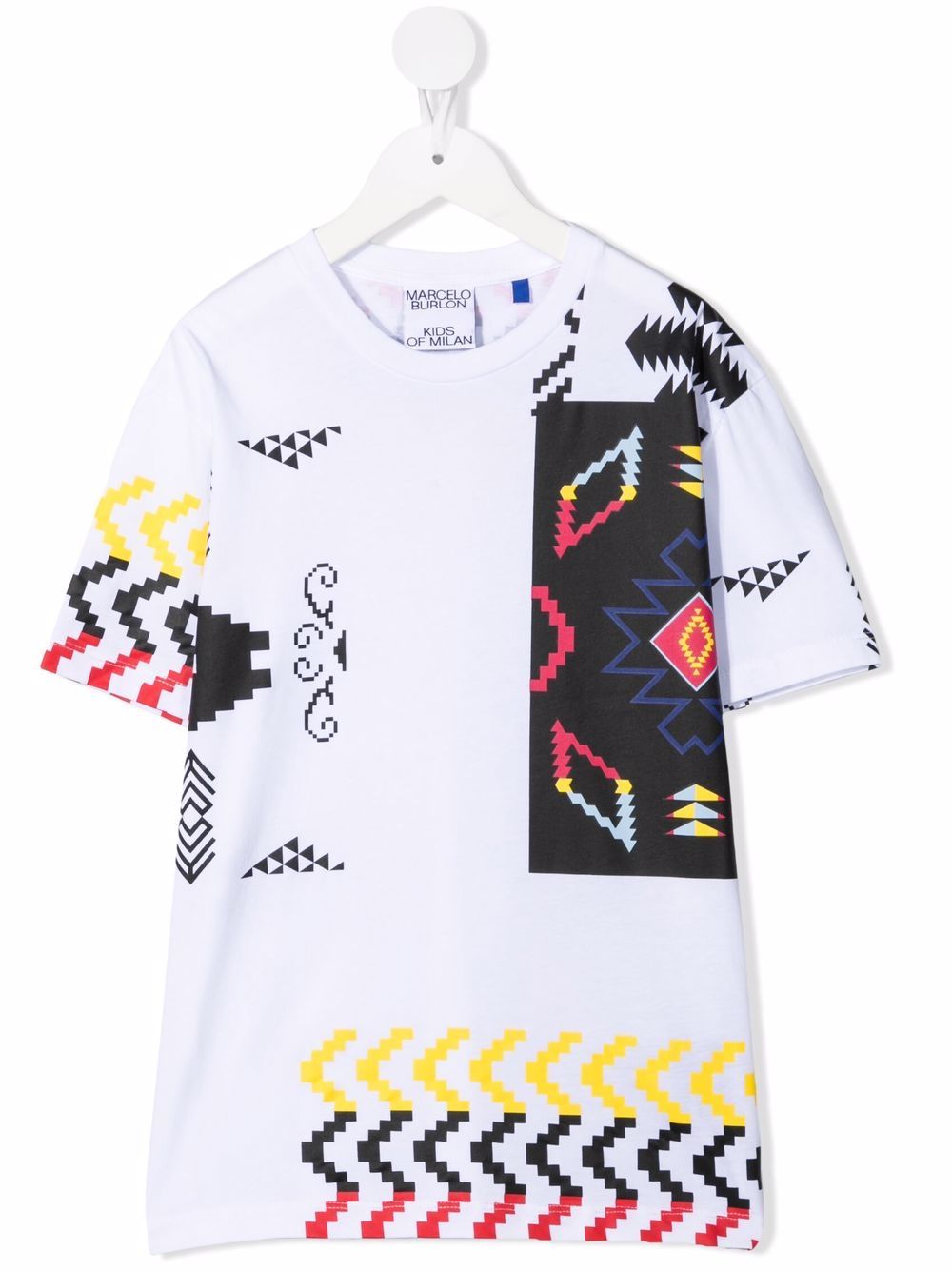 

Marcelo Burlon County Of Milan Kids playera con motivo patchwork Folk - Blanco