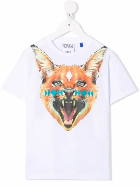 Marcelo Burlon County Of Milan Kids Camiseta de algodão com estampa de lince-do-deserto