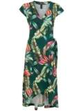 Lygia & Nanny Falcão leaf-print wrap dress - Green