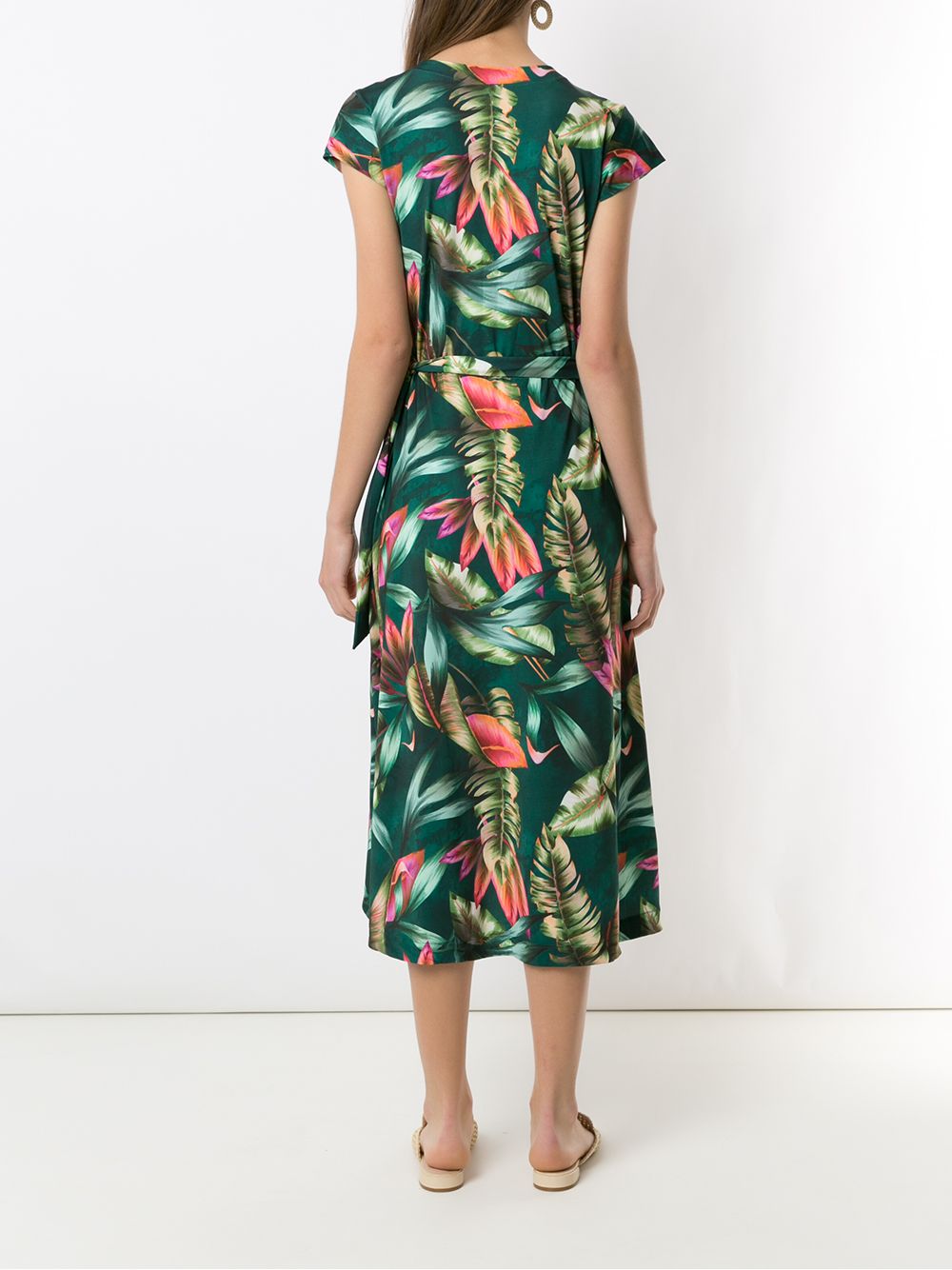 Shop Lygia & Nanny Falcão Leaf-print Wrap Dress In Grün