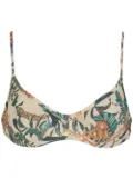 Lygia & Nanny Cassis leaf-print bikini top - Neutrals