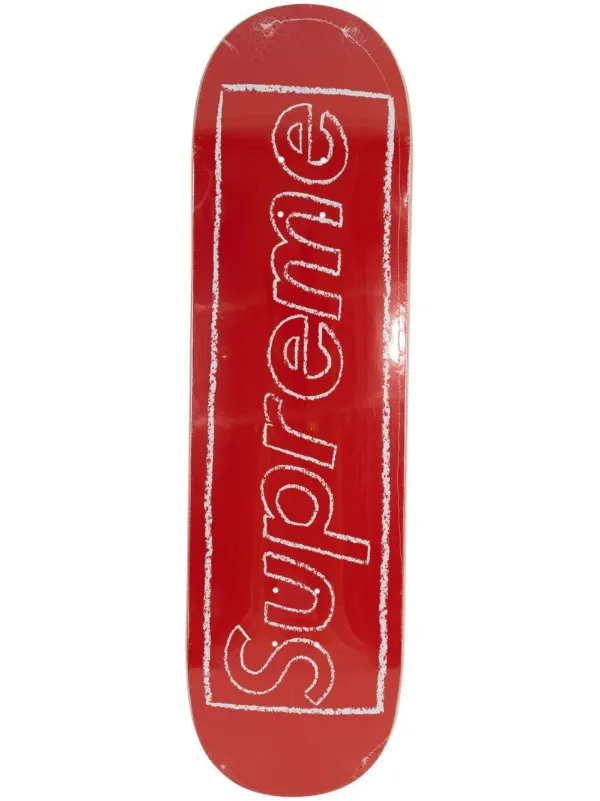 Supreme X Kaws Chalk Logo Skateboard Deck In Red