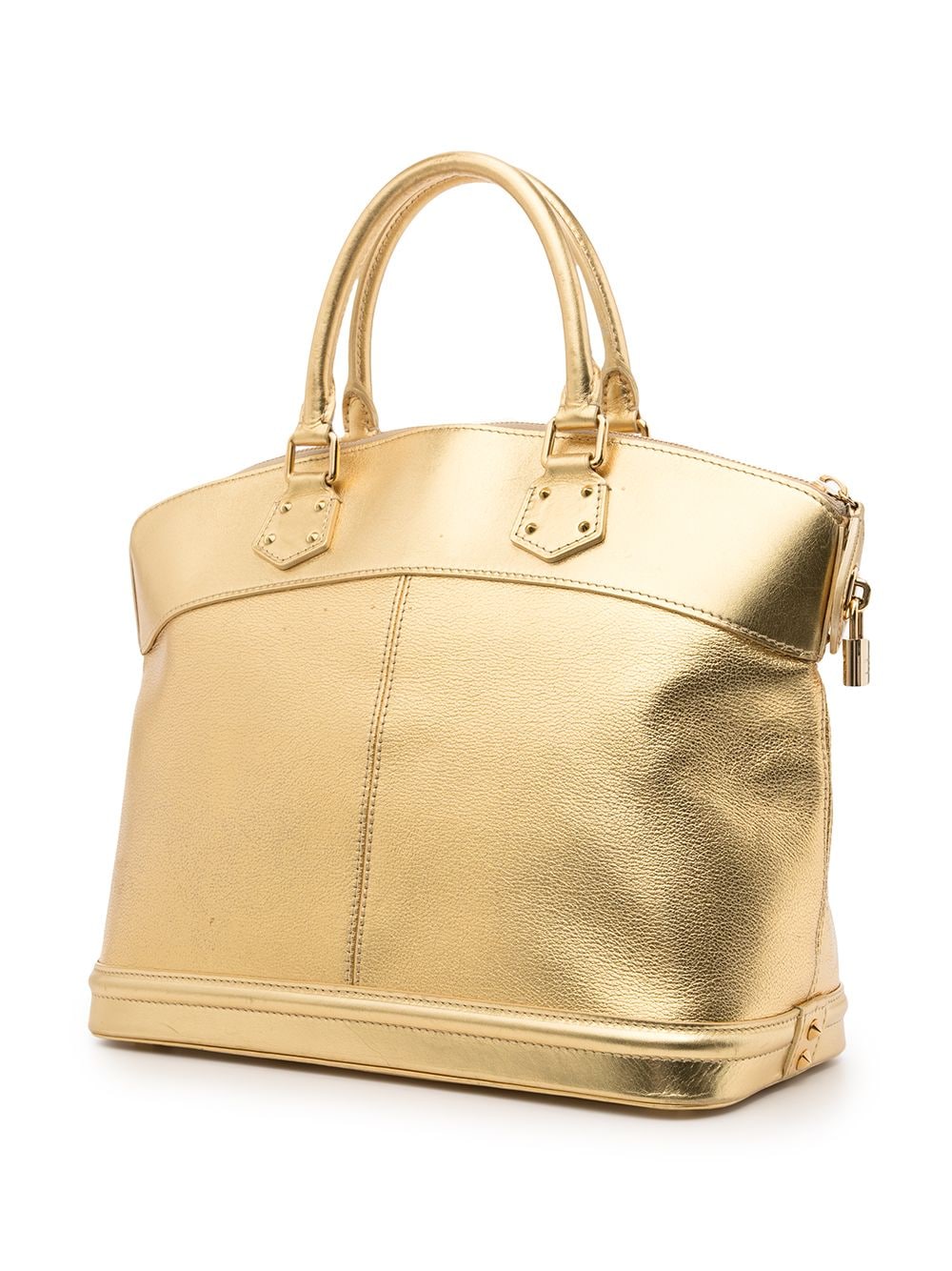 Pre-owned Louis Vuitton Lockit Mm 手提包（2007年典藏款） In Gold