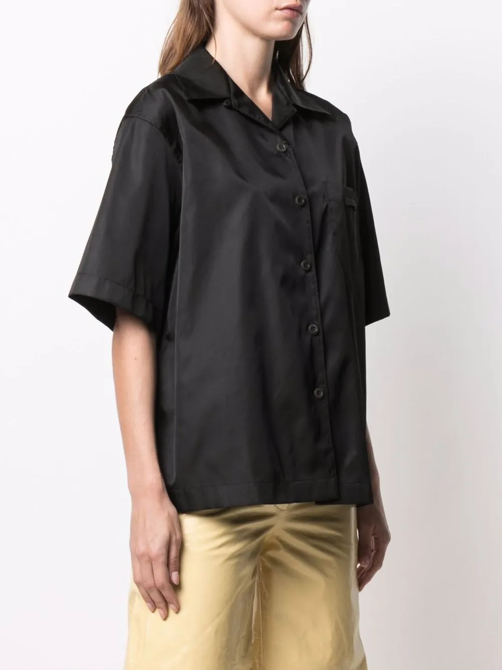  Prada Hemd Mit Logo Patch   Schwarz 