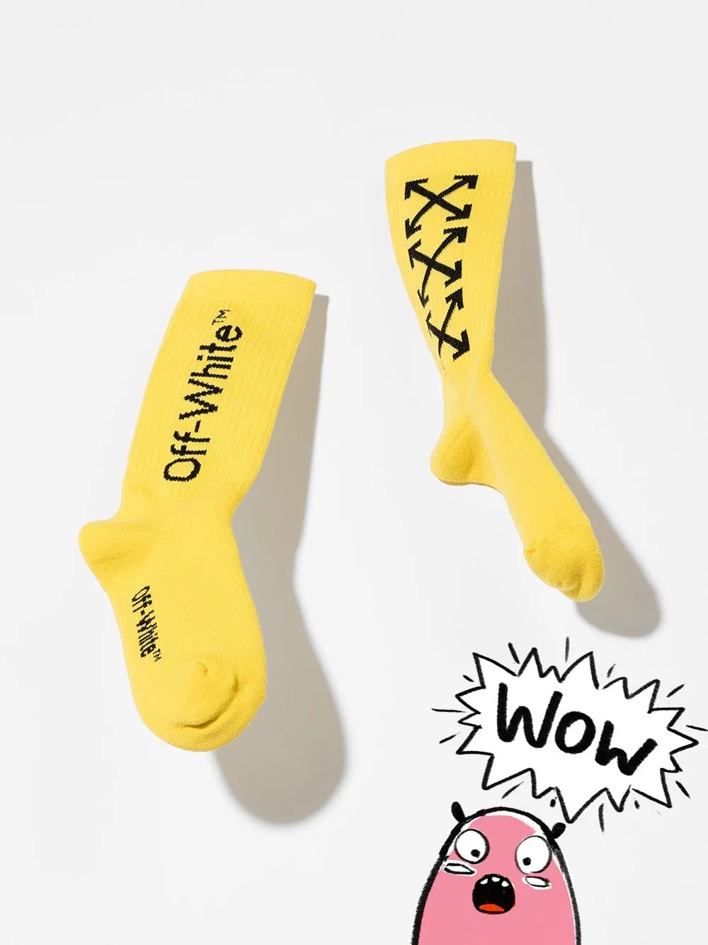 Off-White Kids Enkelsokken met logo Geel