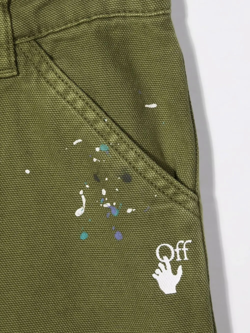 Off-white Paint-splatter Straight Trousers In Green