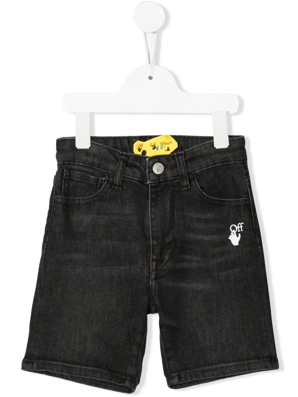 

Off-White Kids shorts de mezclilla con logo - Negro