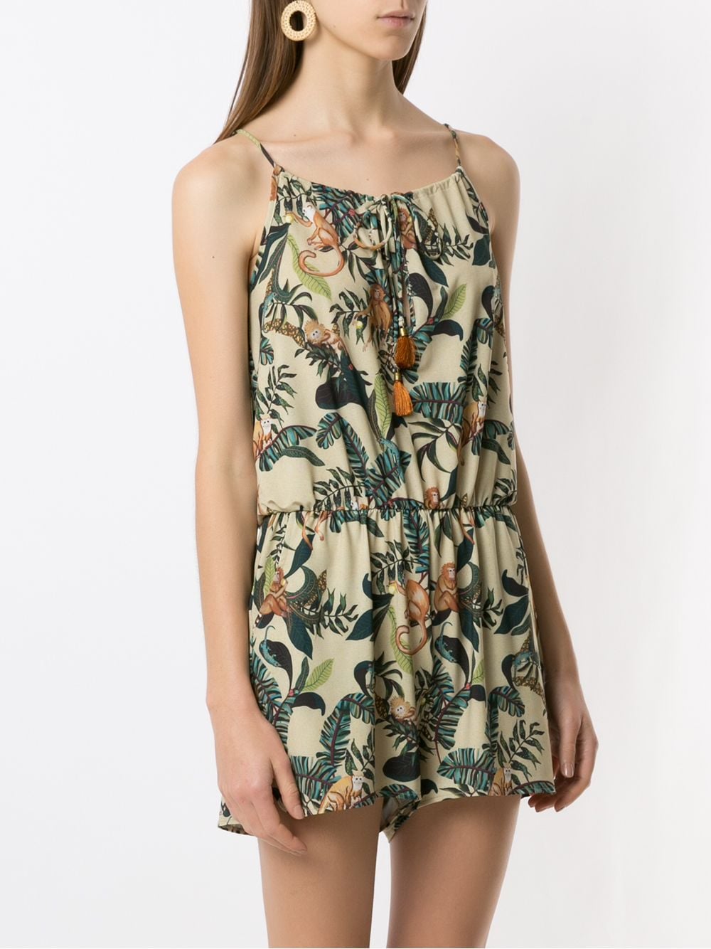 Shop Lygia & Nanny Laya Monkey-print Playsuit In Neutrals