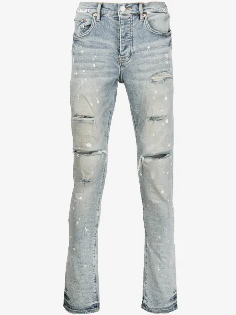 Purple Brand P001 paint splatter slim-fit jeans