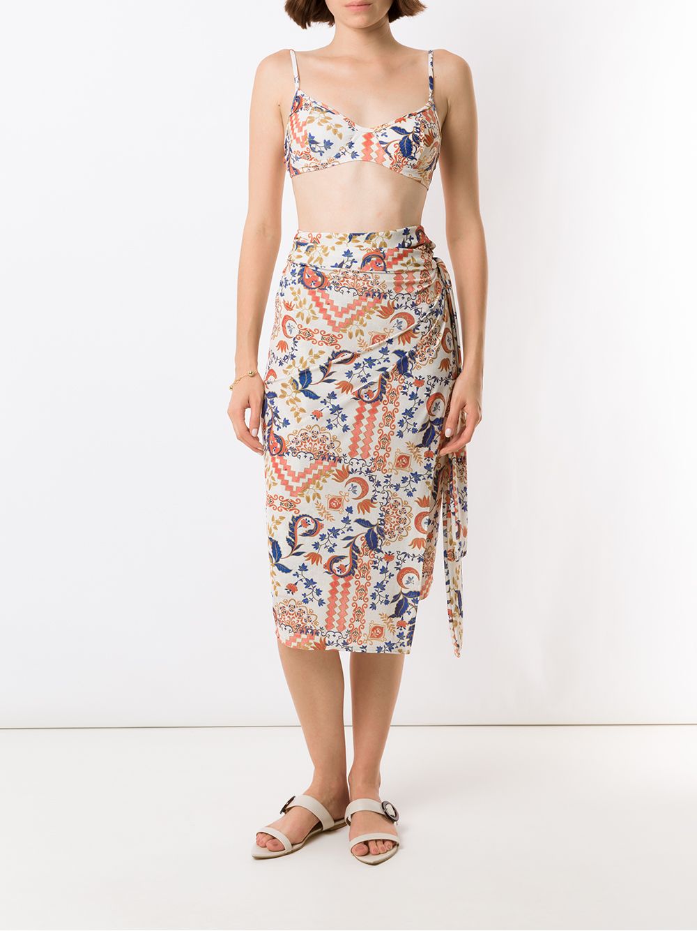 Shop Lygia & Nanny Orixa Tile-print Skirt In Nude