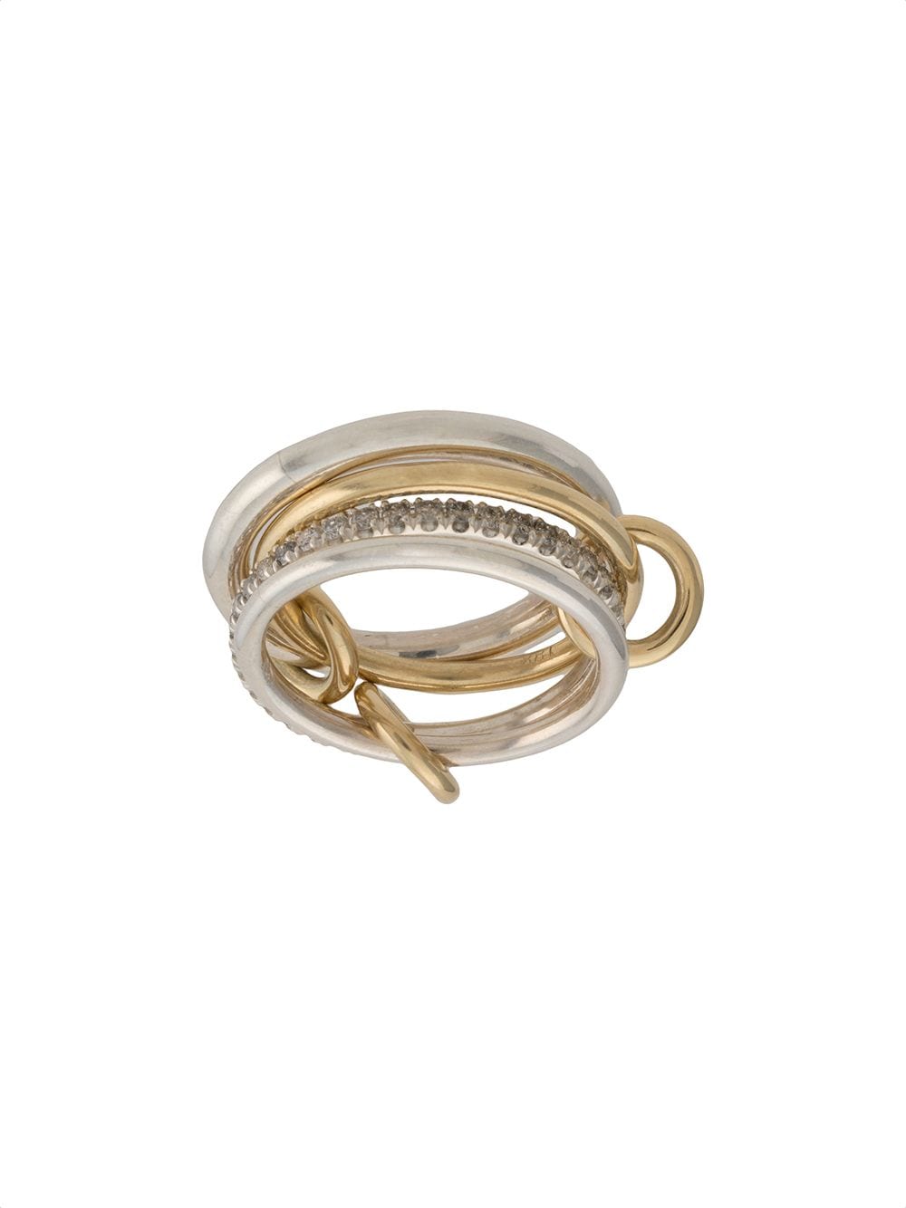 18kt yellow gold and sterling silver Nimbus SG 4-linked diamond ring