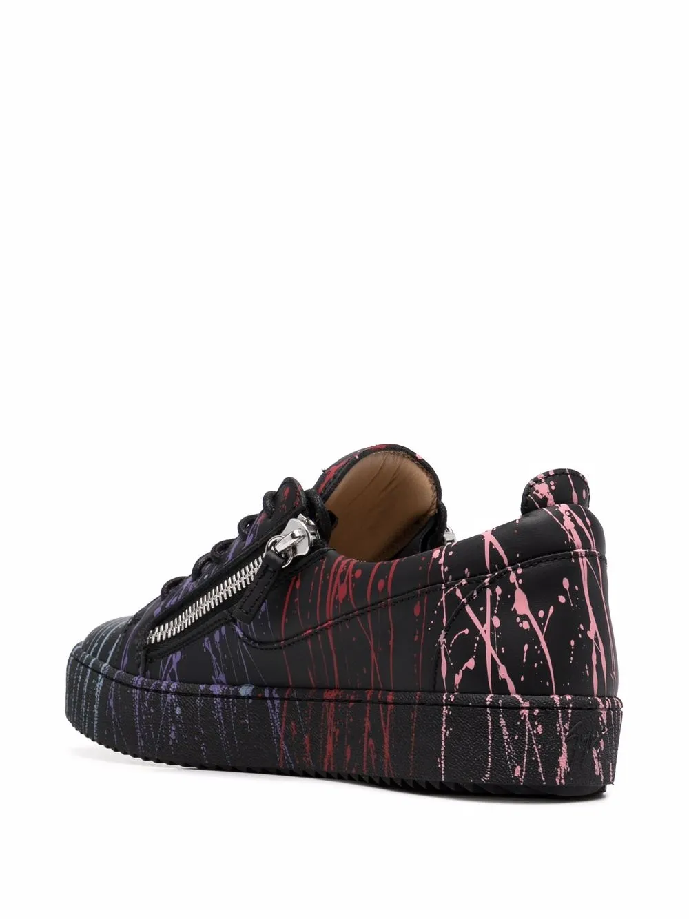 Shop Giuseppe Zanotti Frankie Paint Splatter Sneakers In Black