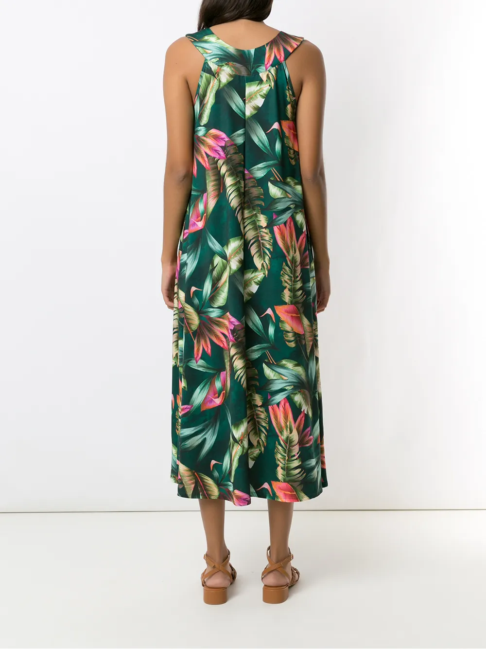 Shop Lygia & Nanny Leaf Print Midi Dress In Grün