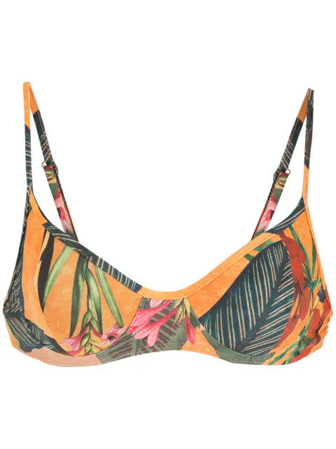 Lygia & Nanny top de bikini Cassis con estampado de hojas