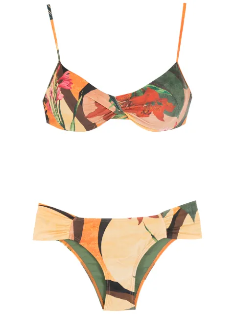 Lygia & Nanny Vitória leaf-print bikini