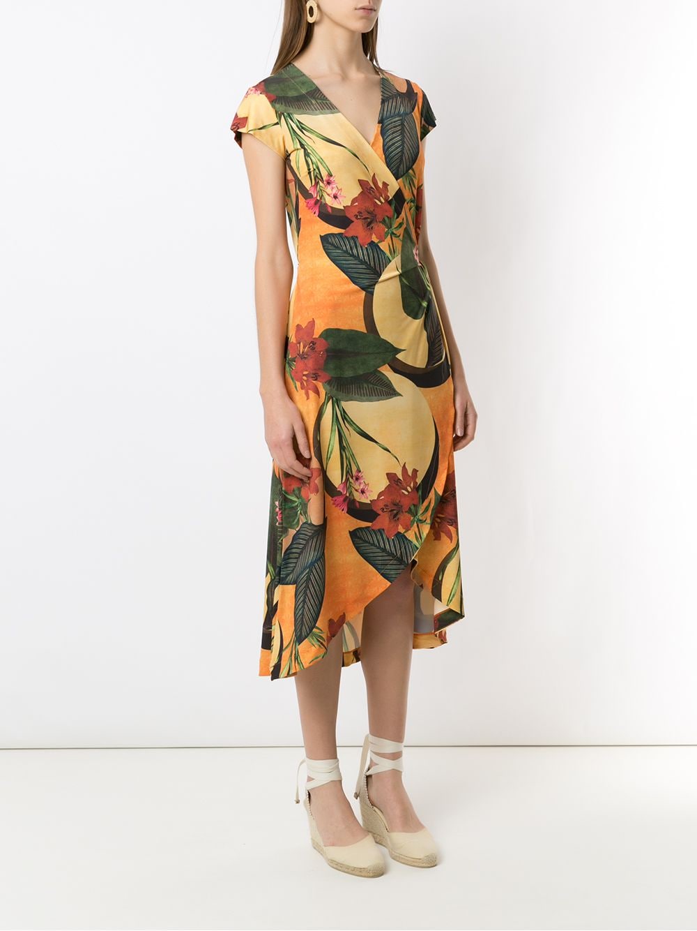 Shop Lygia & Nanny Falcão Floral-print Wrap Dress In 黄色