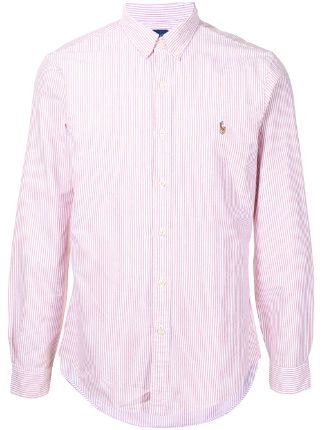 Polo Ralph Lauren slim fit poplin shirt in purple stripe with pony logo