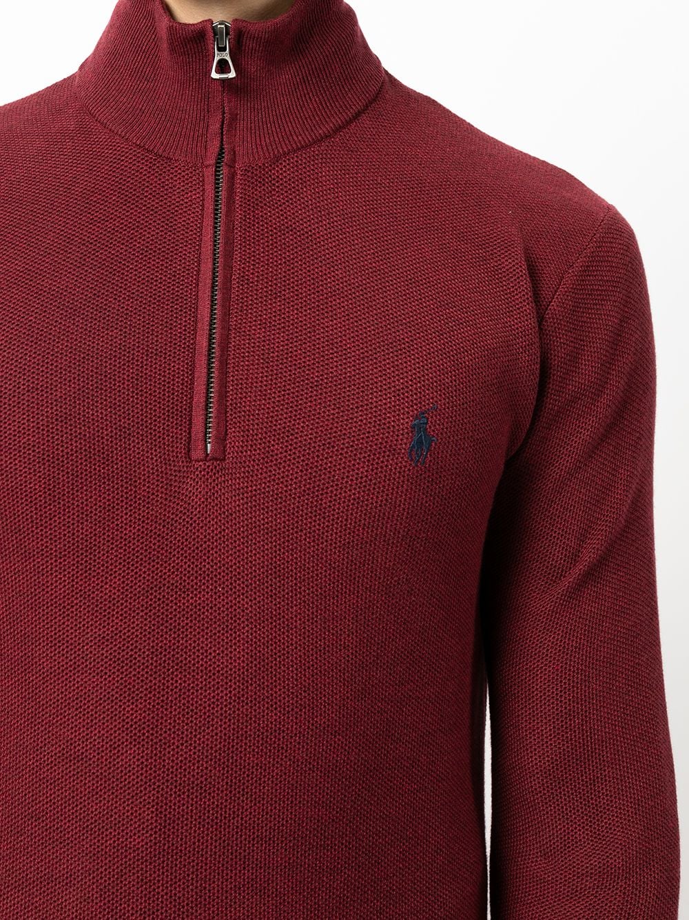 Shop Polo Ralph Lauren Knitted Cotton Half-zip Sweatshirt In 红色