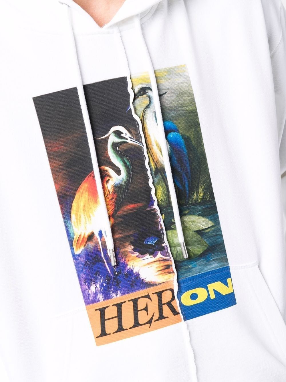 Shop Heron Preston Heron-print Cotton Hoodie In Weiss