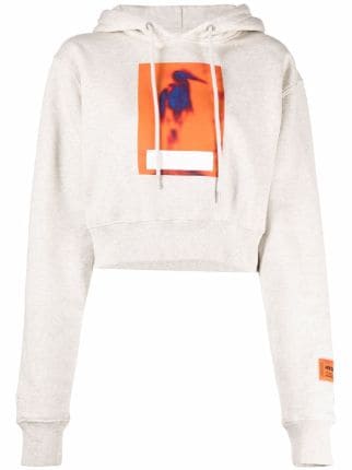 Heron Preston heron print Cropped Hoodie Farfetch