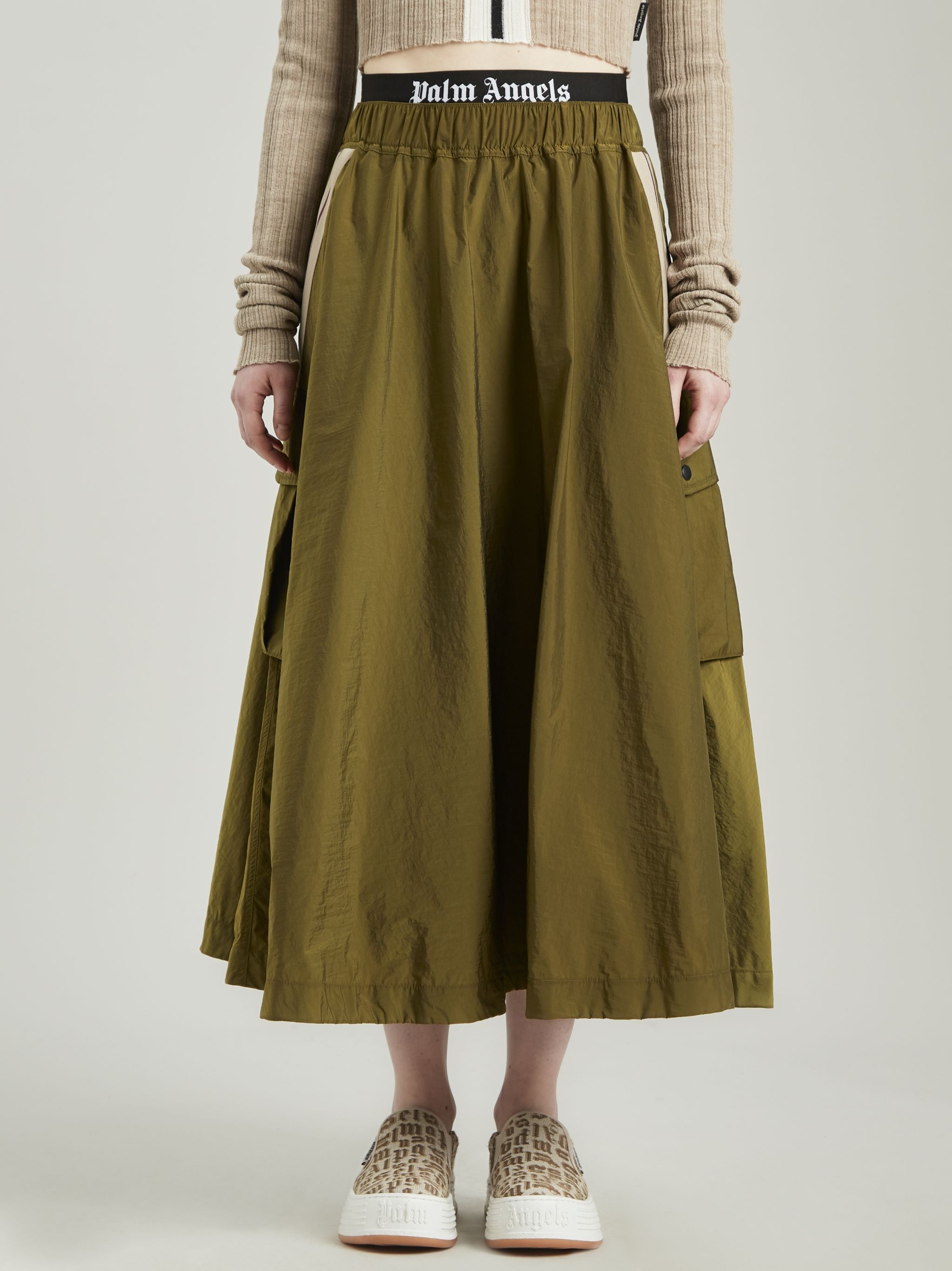 LOGO CARGO SKIRT in green - Palm Angels® Official