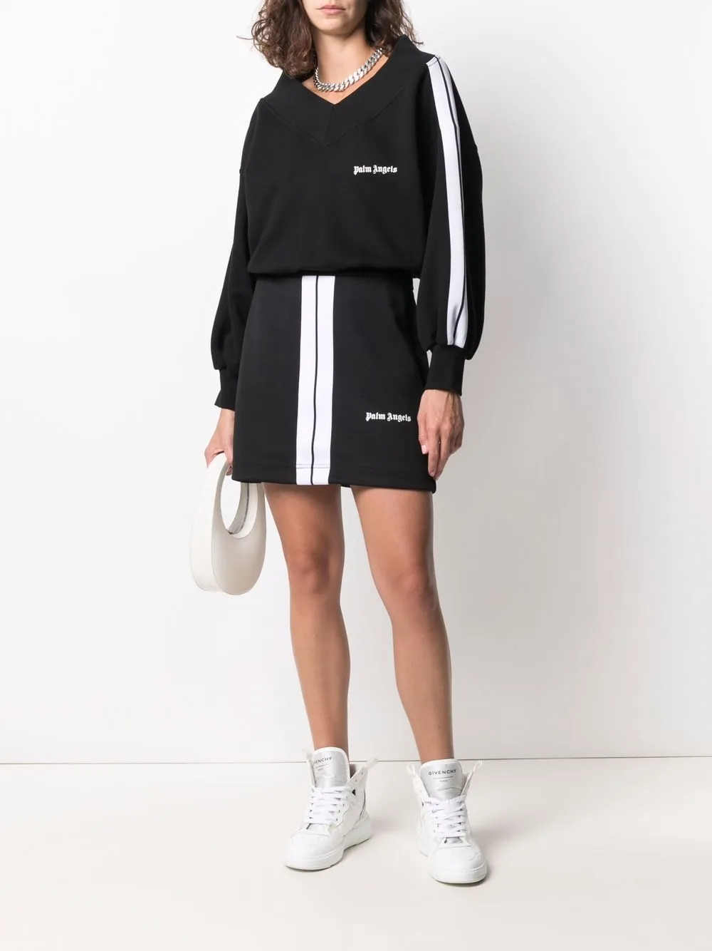 Image 2 of Palm Angels logo-print off-shoulder sweatshirt