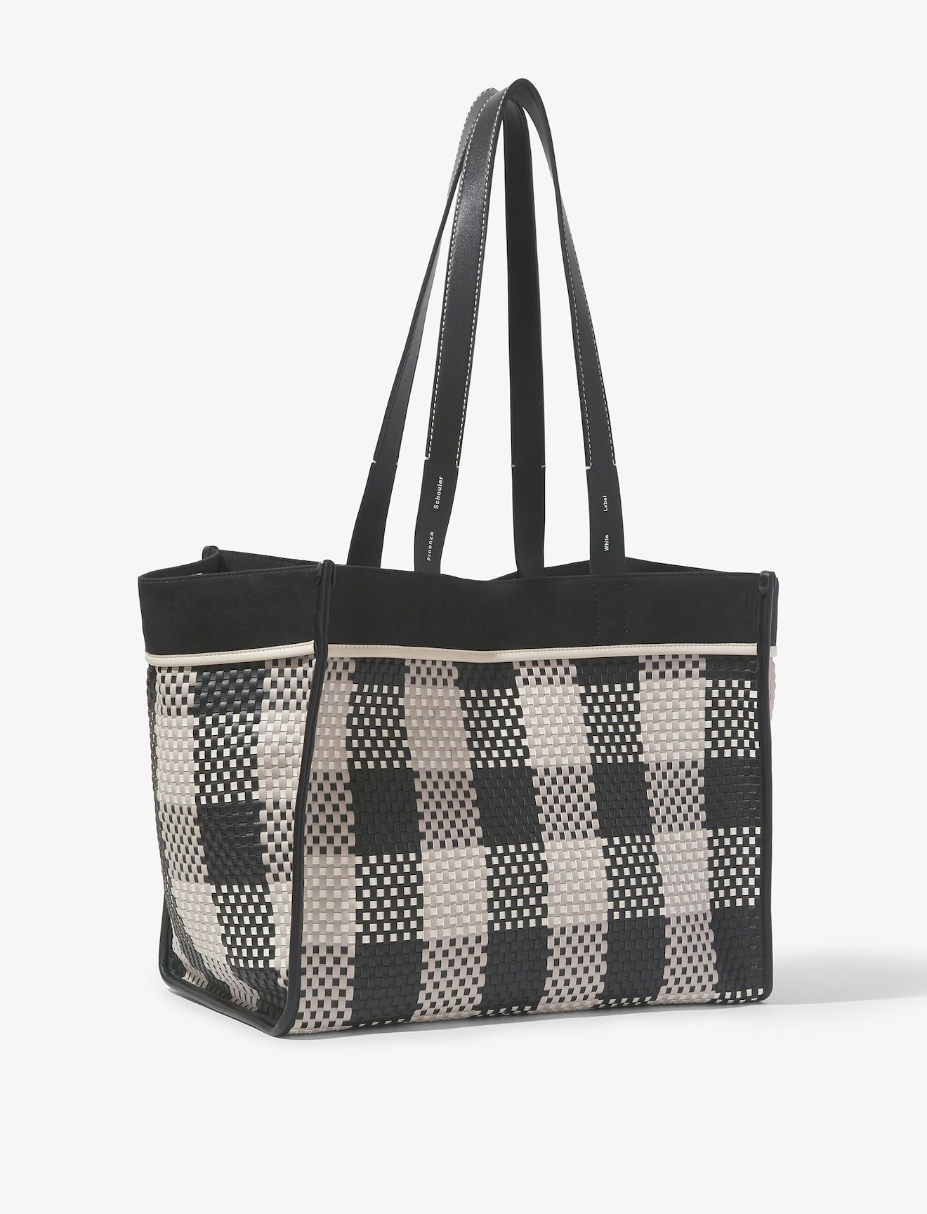 XL Morris Woven Plaid Tote in black | Proenza Schouler