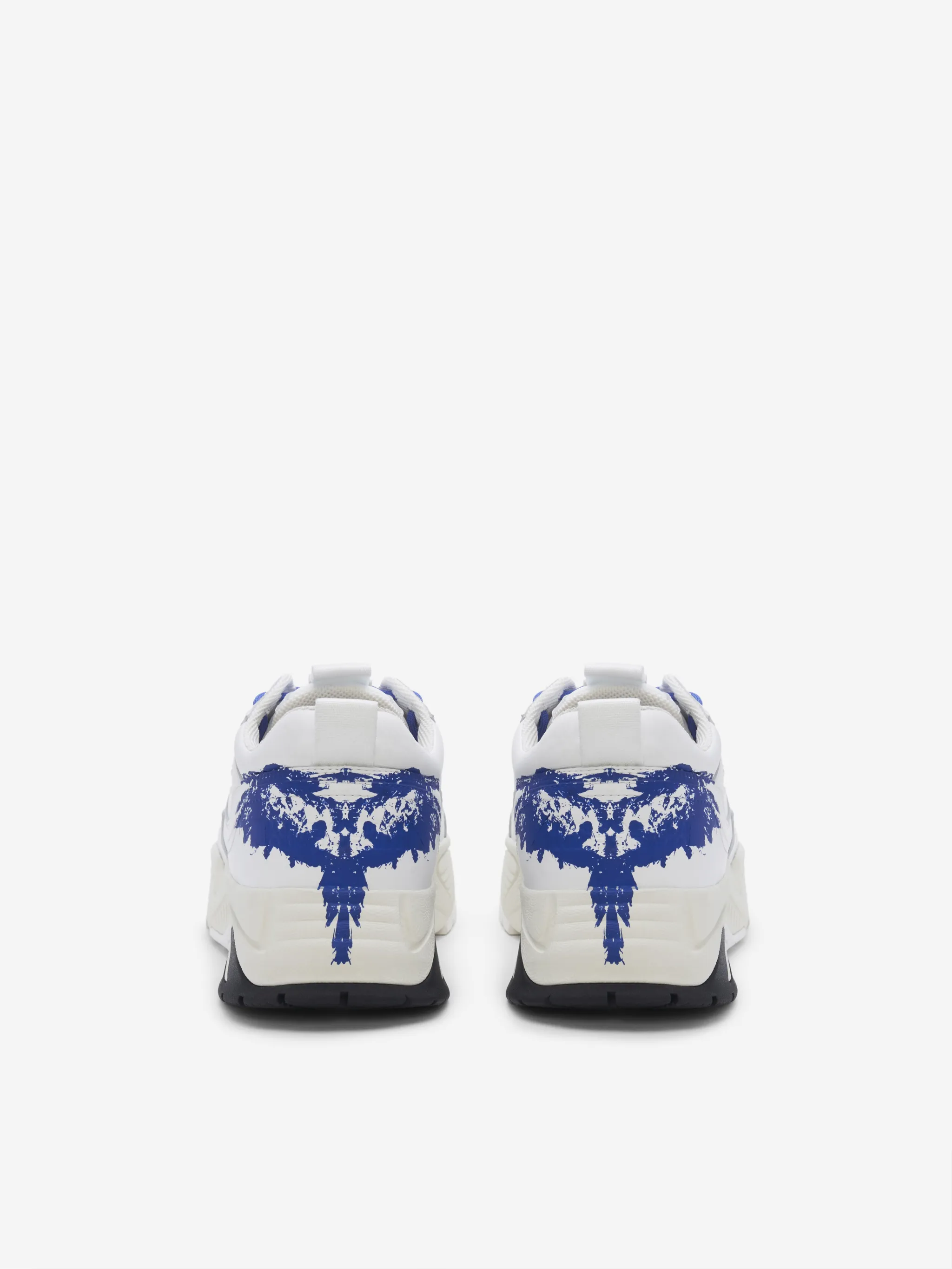 White/blue leather C-Run 2000 Tempera Wings sneakers from Marcelo Burlon County of Milan featuring front lace-up fastening, round toe and chunky rubber sole.