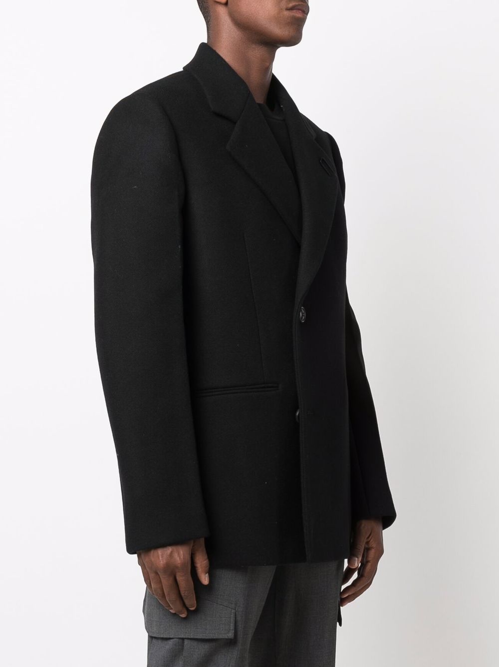Shop Off-white Double-breasted Short Coat In Black