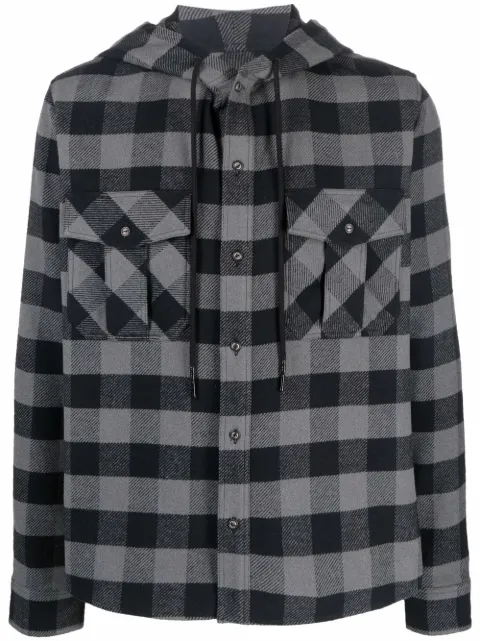 Off-White Arrows-print check hoodie shirt