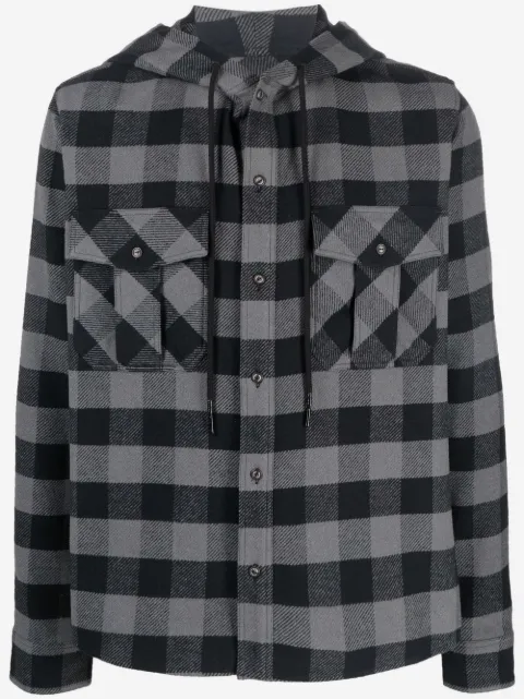 Off-White Arrows-print check hoodie shirt