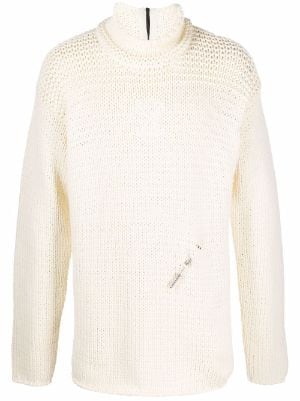 mens white wool roll neck jumper