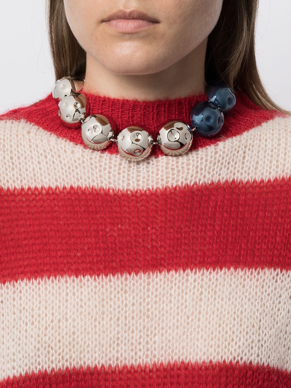 Shop Marni Two-tone Spherical-design Necklace In Silber