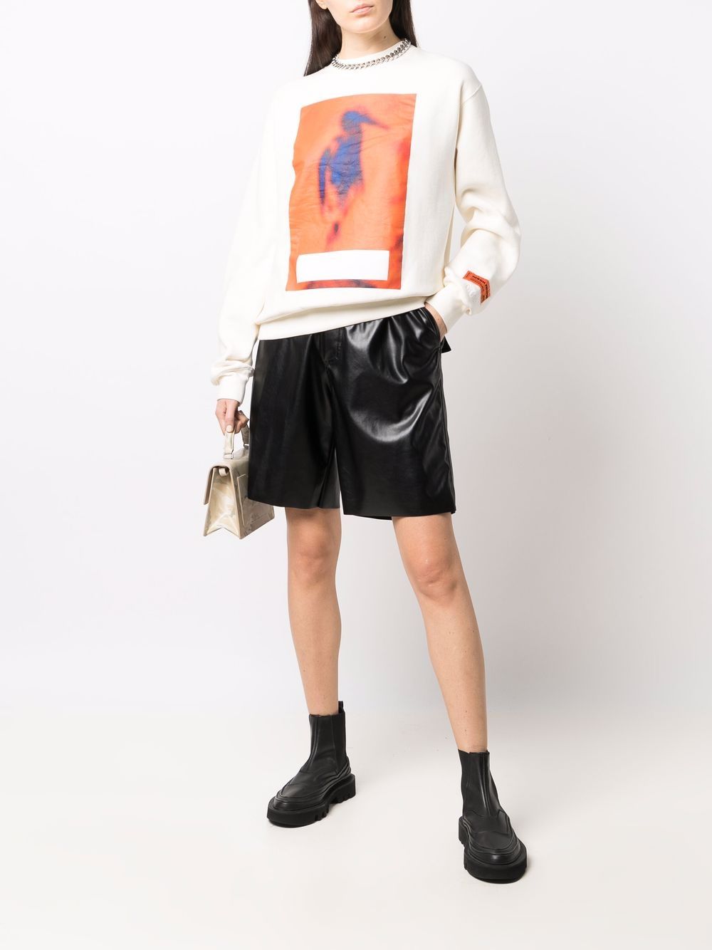 фото Heron preston crewneck censored heron cream orange