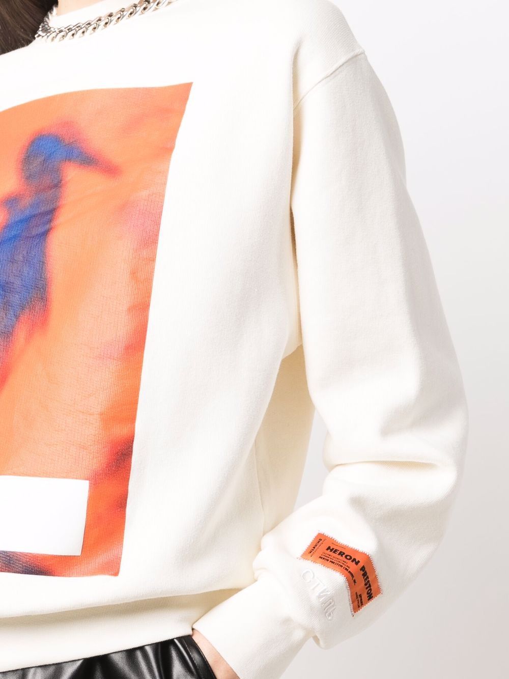 фото Heron preston crewneck censored heron cream orange