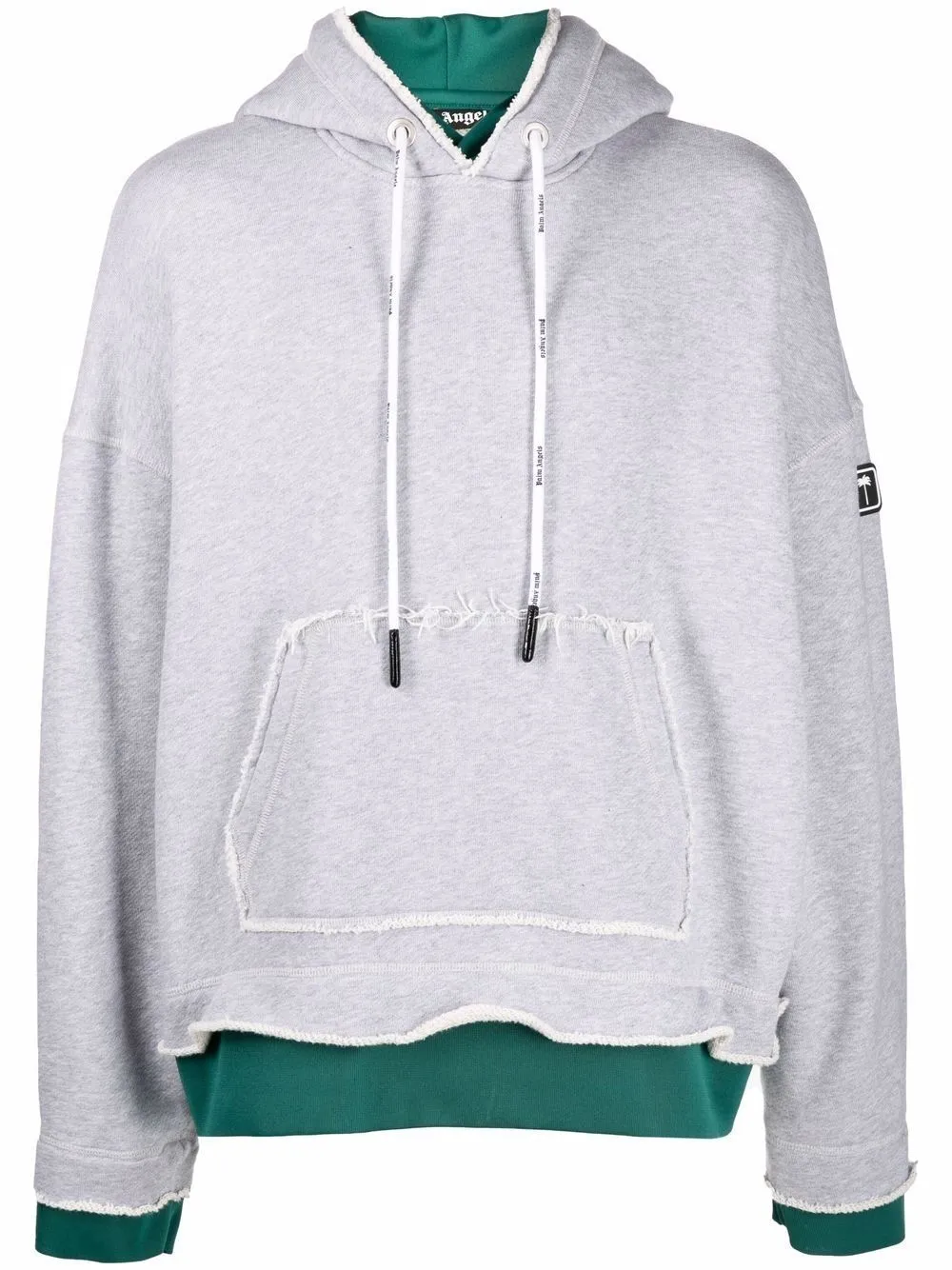 layered frayed-edge hoodie | Palm 
