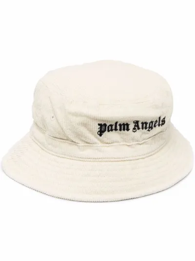 corduroy embroidered logo bucket hat 