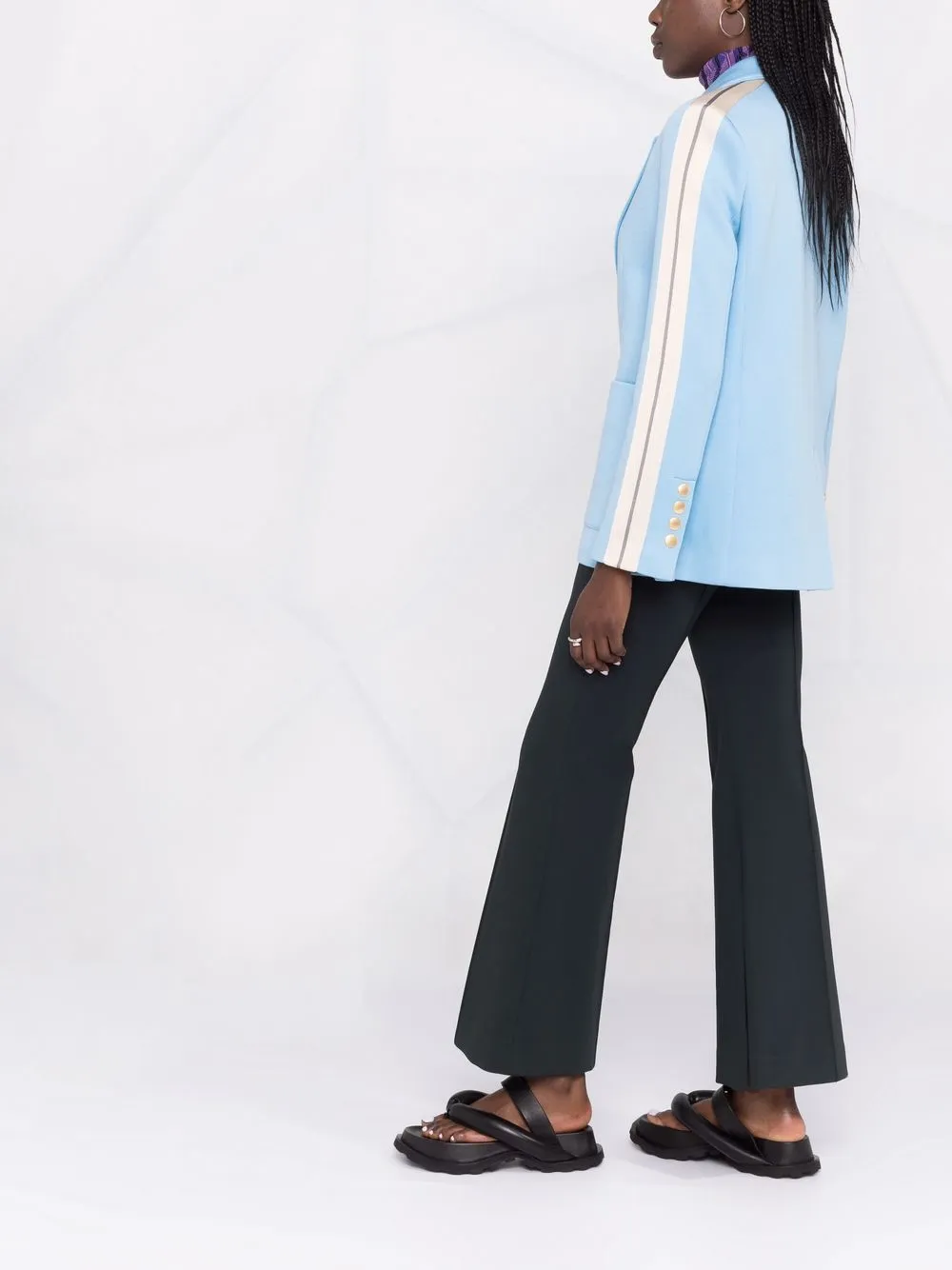 【関税・送料込み】PALM ANGELS BLAZERS Palm Angels side-stripe Buttoned Blazer | Blue | FARFETCH