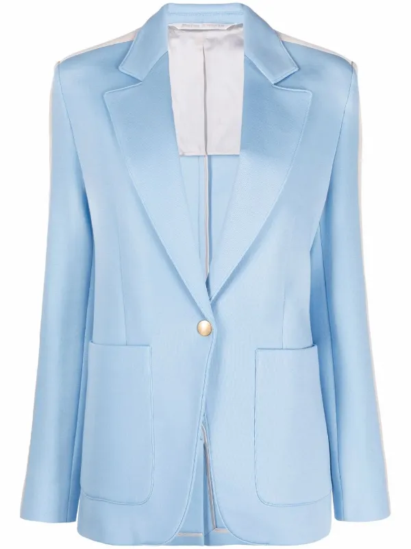 【関税&送料込】Palm Angels Blazer Palm Angels palm-embroidered double-breasted Blazer | Blue