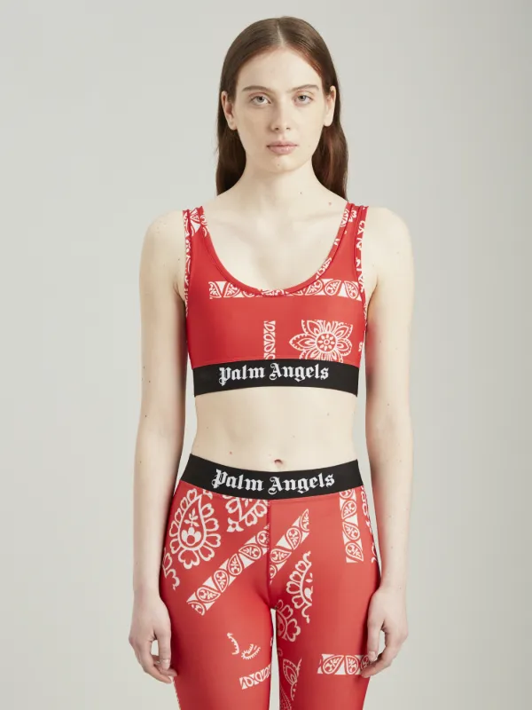 BANDANA SPORTS BRA in red Palm Angels® Official