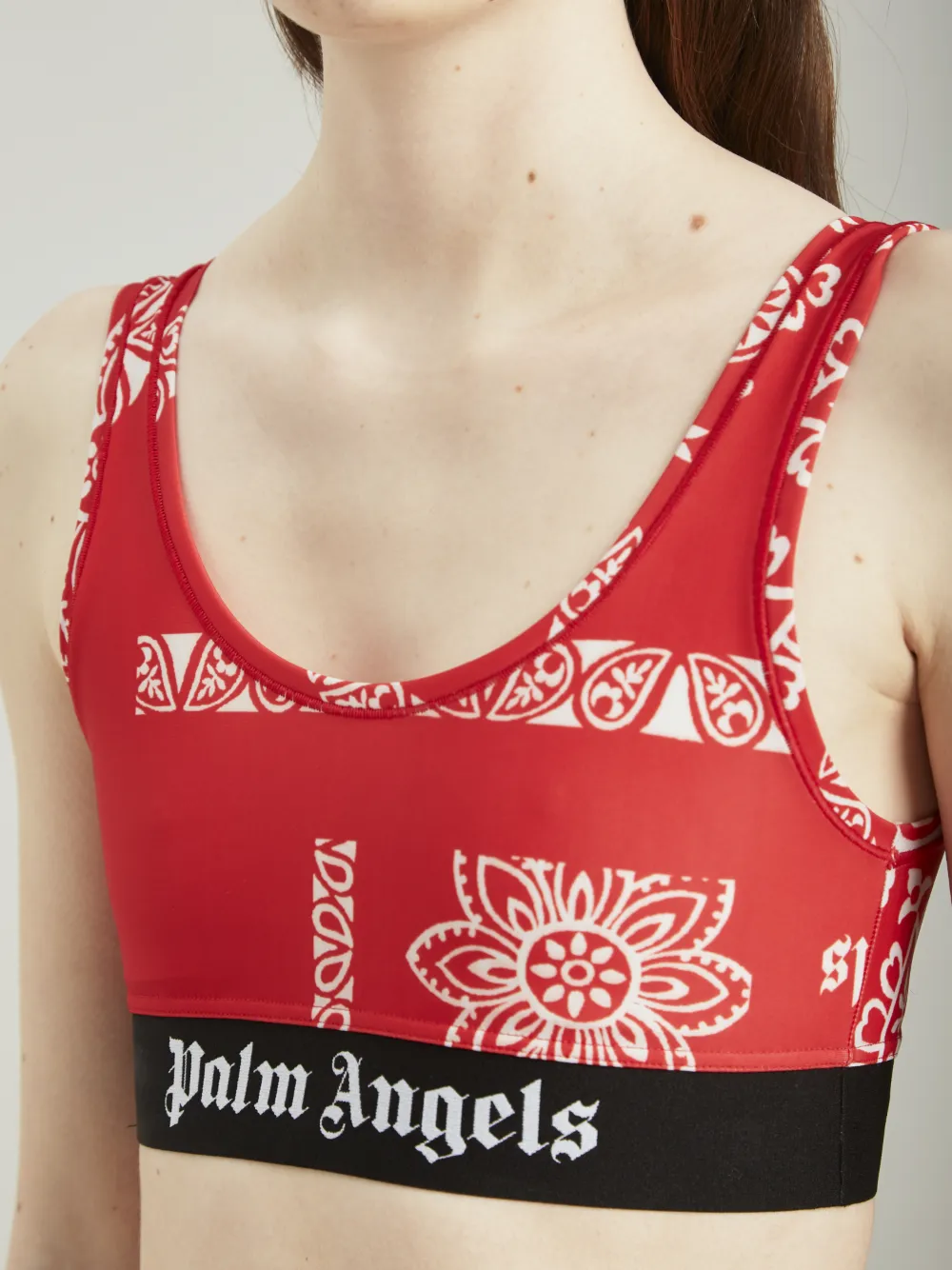 BANDANA SPORTS BRA in red Palm Angels® Official