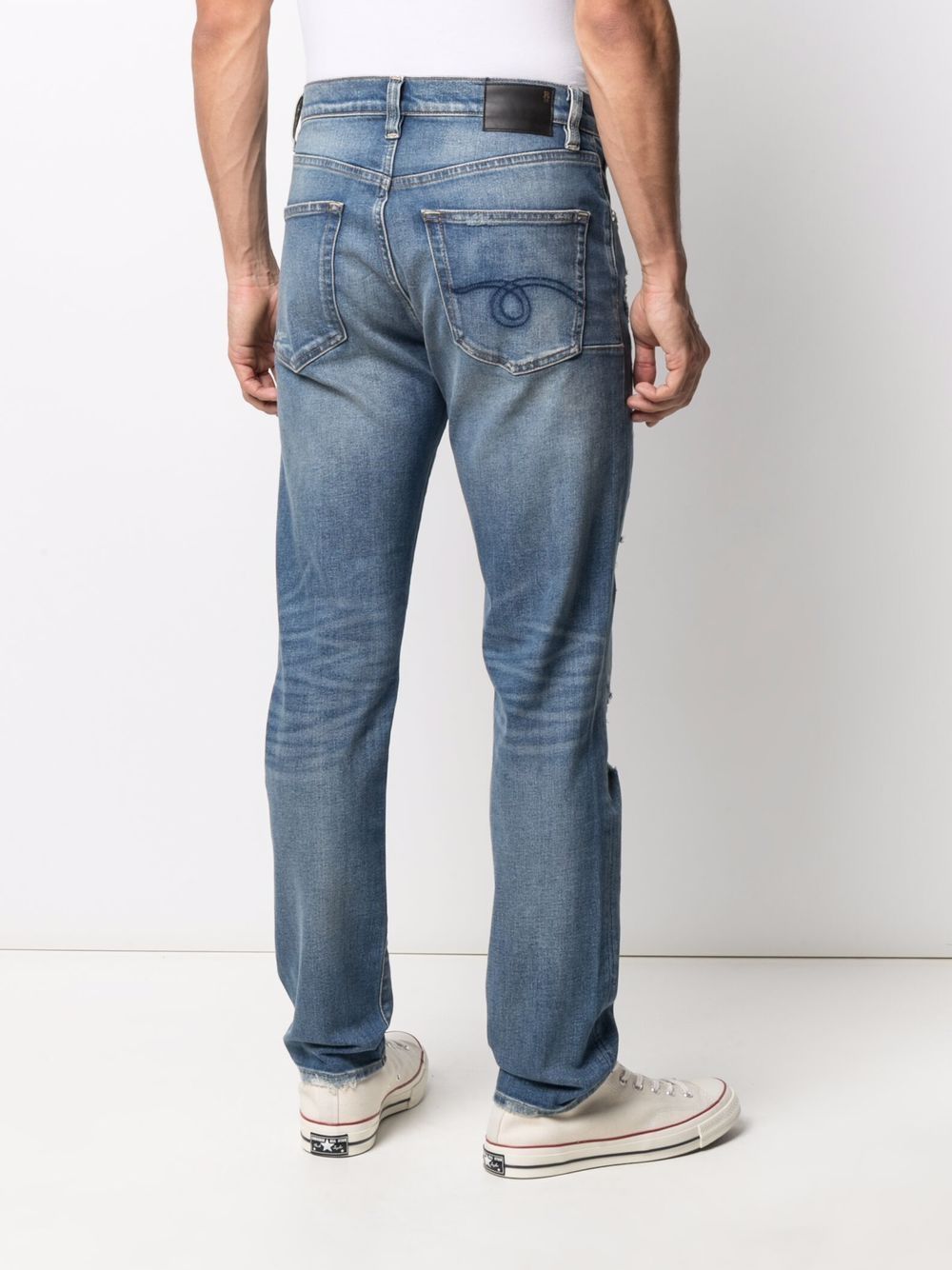 фото R13 джинсы прямого кроя с эффектом потертости
