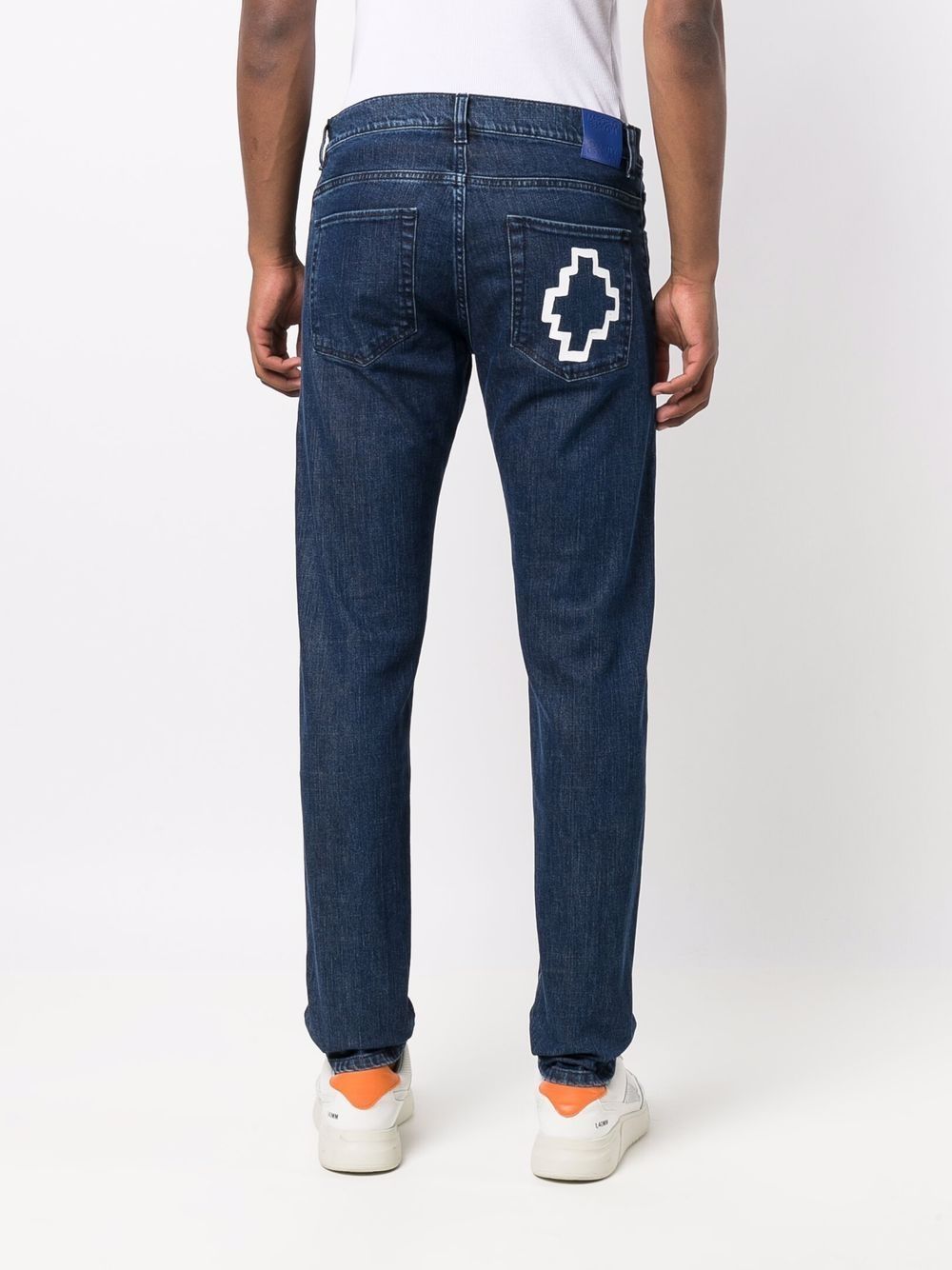 Shop Marcelo Burlon County Of Milan Tempera Logo-print Jeans In Blue